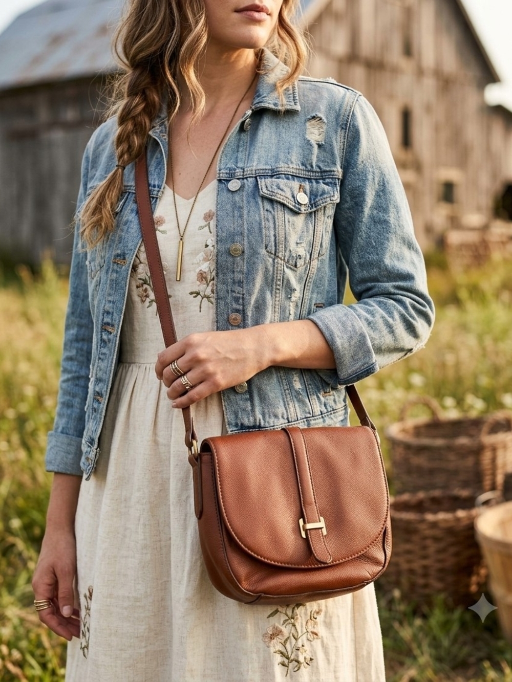 Fossil Brown Leather Saddle Crossbody Bag